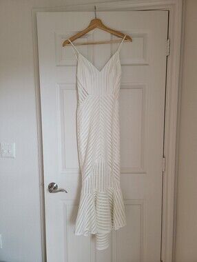 Shona Joy Pegasus Cocktail Midi Dress White US Size 2